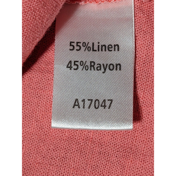 The TOG Shop Midi Shirt Dress Women Size 14P Pink Button Front Linen Blend - Picture 9 of 14